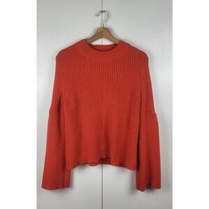 Boden Wool Alpaca Chunky Knit Bell Sleeve Pullover Mock Neck Leah Sweater | S